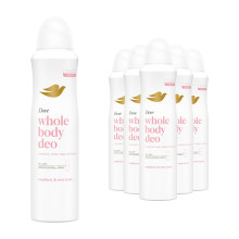 (Raspberry & Rose) Dove Whole Body Lavender Camomile or Raspberry & Rose Deodorant Spray 150ml, 6pk