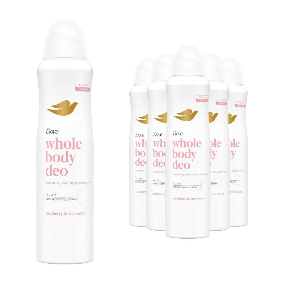 Dove (Raspberry & Rose) Whole Body Camomile Or Raspberry & Rose Deodorant Spray 150Ml, 6Pk Lavender