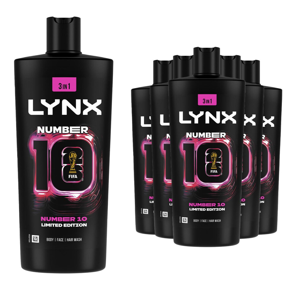 Lynx Fifa Limited Edition Number 10 Body Wash 3-In-1 Shower Gel Xl 700Ml, 6Pk