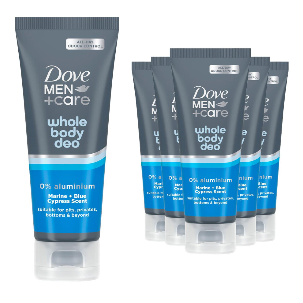 Dove Men's Blue/Cream (Marine & Cypress) +Care Bamboo Aloe Or Marine Cypress Whole Body Deodorant 75Ml, 6Pk