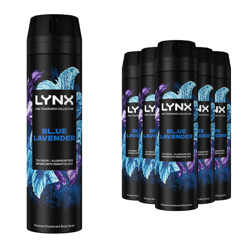Lynx Blue/Lavender ( Lavender) Fine Fragrance Cherry Spritz, Vanilla Or Deodorant Spray 200Ml,6Pk