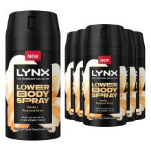 Lynx Lower Body Spray Vanilla + Bergamot 72H Freshness, Aluminium-Free 100ml,6Pk
