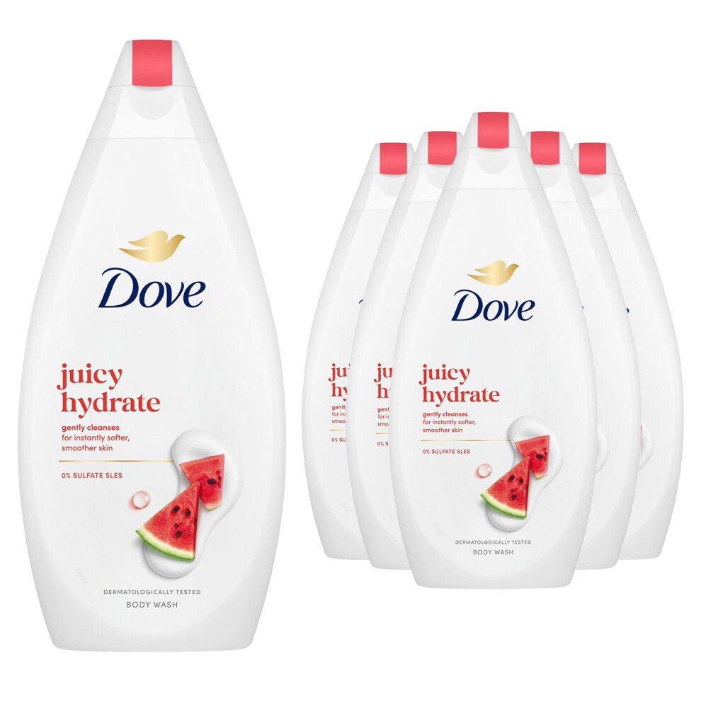 Dove Juicy Hydrate Body Wash Watermelon Moisturising Gentle Cleansing 450Ml, 6Pk
