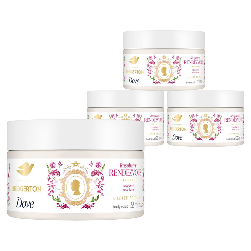 Dove Bridgerton Limited Edition Body Scrub Raspberry Exfoliator 225Ml, 4Pk