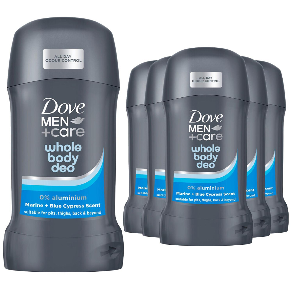 New Dove Men's (Marine & Cypress) +Care Whole Body Deodorant Stick Bamboo & Aloe Or Marine 50Ml, 6Pk Blue