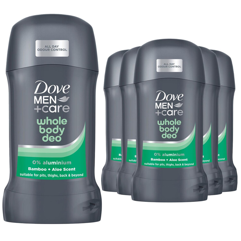 Dove Men's Blue (Bamboo & Aloe Vera) +Care Whole Body Deodorant Stick Bamboo & Aloe Or Marine 50Ml, 6Pk