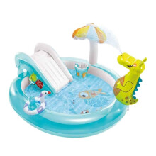 Inflatable Swimming Pool with Crocodile Water Slide, Family Size PVC Rectangular Pool for Kids and Adults