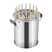 Portable Charcoal Grill Stainless Steel BBQ with 16 Skewers, Foldable for Camping Picnic Outdoor Cooking