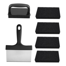 BBQ Grill Cleaner Brush Set with Rustproof Stainless Scraper and NonSlip Handle for Outdoor Cooking
