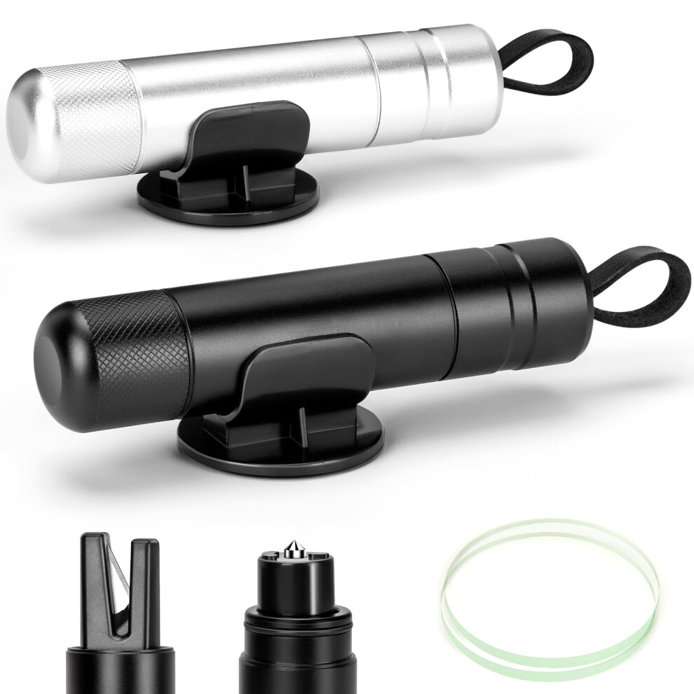 2 Pack 2 In 1 Car Escape Tool With Springloaded Window Breaker And Concealed Seatbelt Cutter Keychain 9070919818134