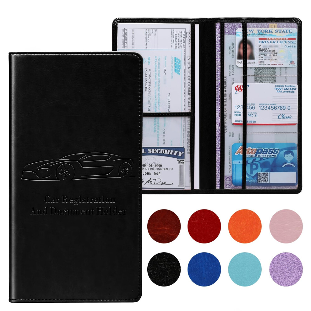 Car Document Holder Pu Leather Magnetic Closure Glove Box Organizer For Registration And Insurance Cards 9070919818295