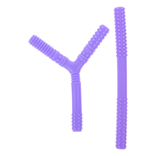 1Ensemble Tube Silicone Bébé Violet Jouet Dentition Confortable