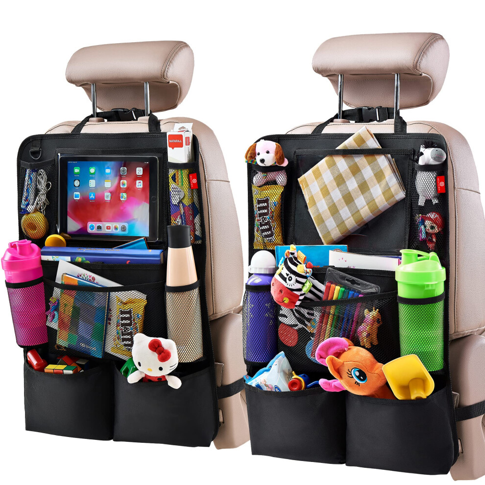 Helteko Rear Seat Organizer, Mat Rear Seat Performing Tablet Holder, 9 Storage Pockets (2 Packages, ) Black 9070919818493