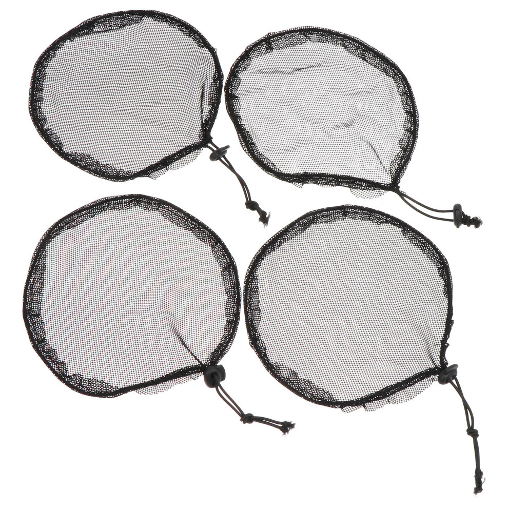 Ohphcall Unisex Black 8Pcs Elastic Ponytail Hairnets Breathable Hair Bun Holding Nets