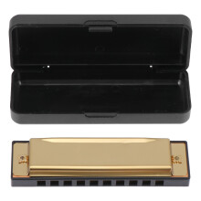 4Pcs Metal Harmonica 10-Hole 20-Tone Golden Portable Music Instrument