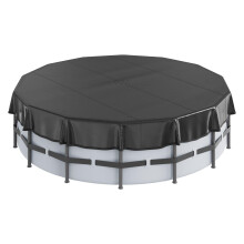 15ft Round Above Ground Pool Cover, PVC Waterproof Solar Heating Cover with Secure Drawstring
