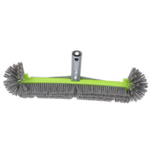 Pool Brush with Rubber Edge Scraper, Heavy Duty 16 Inch Tile Pool Scrubber for Wall Cleaning