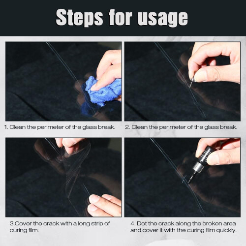 Windshield  Kit for Car Chips and Cracks, Fast Crack Fix, 5pcs Black Resin Set 2