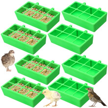 8 Pack Chicken Feeder Trough with Eight Slots, NoMess Plastic Quail Feeder for Poultry