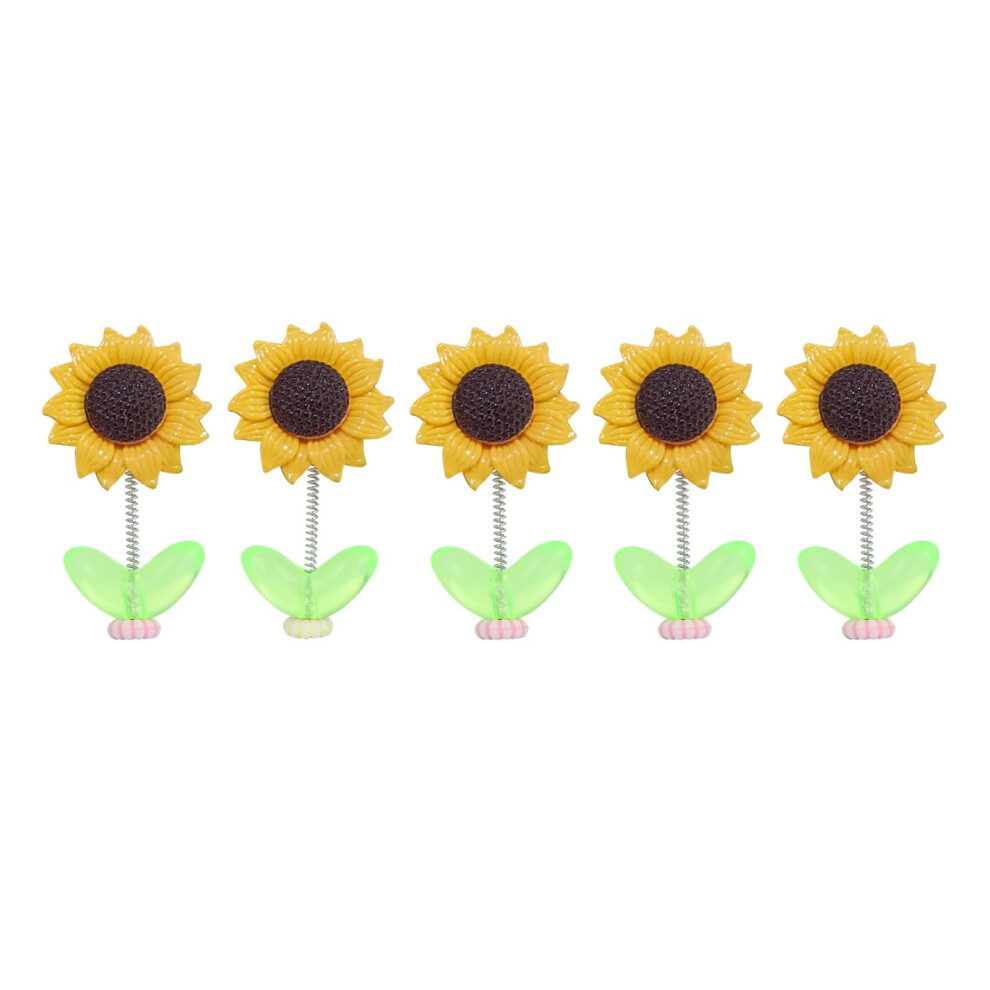 Set Of 5 Bright Sunflower Car Ornaments Cheerful Dashboard Decoration With Swinging Motion 9113335615076