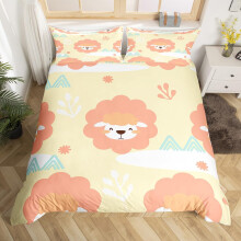 Cute Sheep Toddler Bedding Set Pink Cartoon Duvet Cover with Easy Zipper 2 Piece Kids Decor