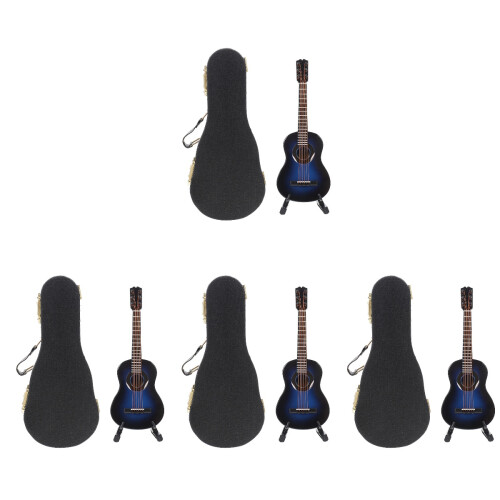 4Sets Dekorative Mini Gitarren Holz Blau Für 2
