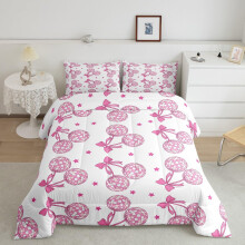 Pink Kids Comforter Set Girls Bedding with Bowknot Design, Toddler Size, Soft Breathable Microfiber