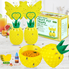Reusable NonToxic Fruit Fly Trap and Gnat Catcher for Kitchen Indoor Use, Odorless 2 Pack Matte Yellow