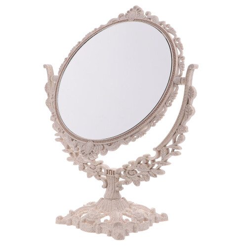 2Pcs Durable Retro Round Tabletop Makeup Mirror Assorted Color Design