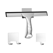 Shower Squeegee Stainless Steel with Hook, Streak Glass Cleaner for Bathroom Doors and Mirrors