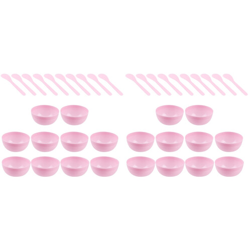 20 Pcs Crystal Mud Mixing Bowls Multi Use Plastic With 10 Spoons Pink 1