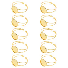 20Pcs Premium Copper DIY Bracelet Base Golden Circular Tray
