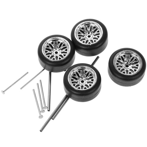 2Sets Rc Car Wheels Tires Metal Rubber Plastic DIY Replacement Set 1