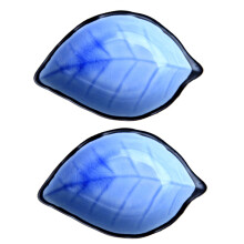 6Pcs Blue Ceramic Ink Dish Leaf Shape for Painting and Calligraphy