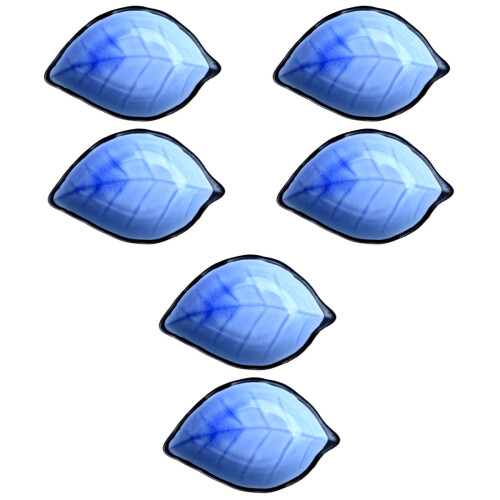 6Pcs Blue Ceramic Ink Dish Leaf Shape for Painting and Calligraphy 2