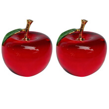 4Pcs Crystal Apples Figurine Red Desktop Craft Home and Car Decor