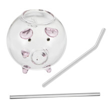 3Pcs Creative Pig Shape Glass Cups Clear Cocktail and Coffee Mug