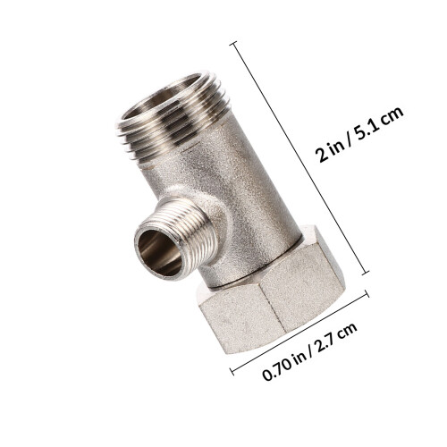 2Pcs Practical Copper Water Distribution Tee Connector Silver 1
