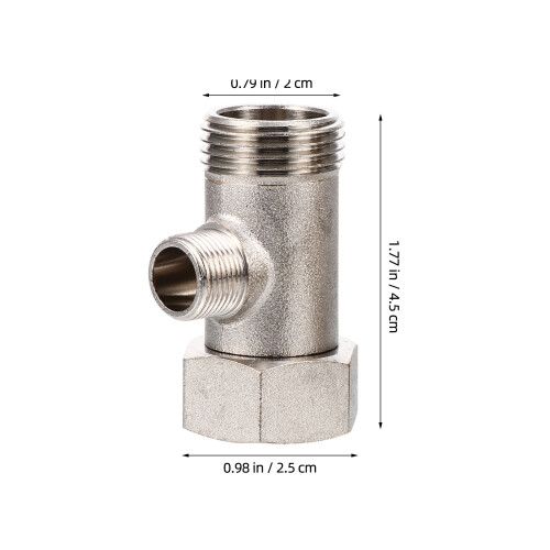 2Pcs Practical Copper Water Distribution Tee Connector Silver 2