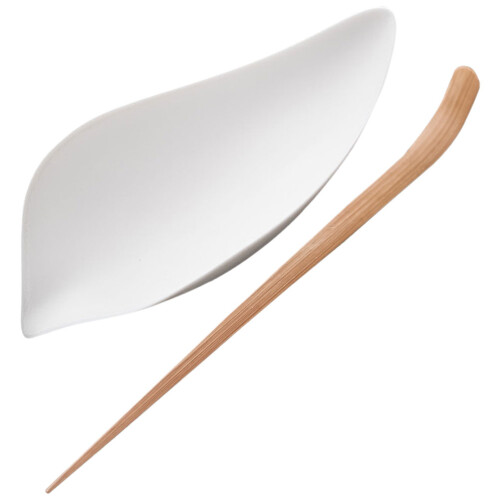 4Sets Reusable White Ceramic Tea Leaf Scoop Lightweight Portable 2