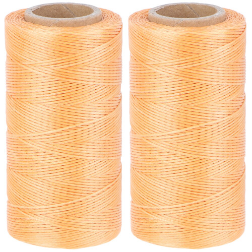 2Pcs Durable Orange Waxed Sewing Thread Flat Line for Projects 2