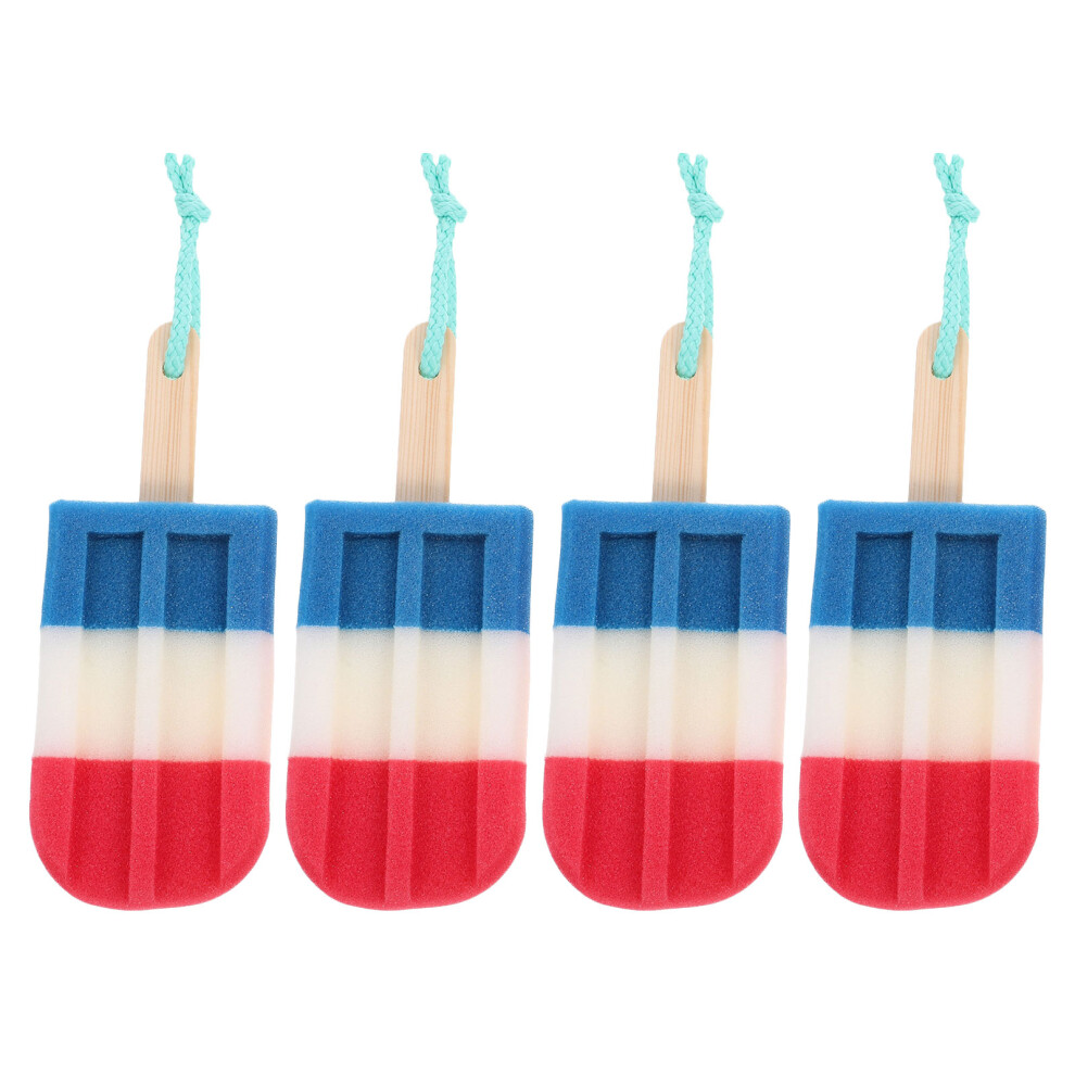 Aboofan Cream 4Pcs Multi Color Shower Back Scrubber Soft Foam Bath Sponge With Rope