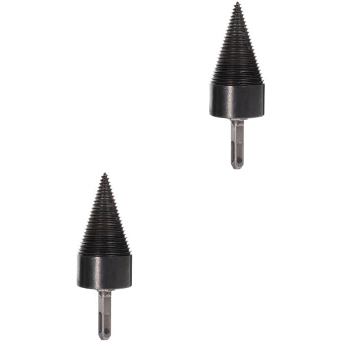 2pcs Firewood Drill Log Splitter Steel Conical Hammer Bit 2