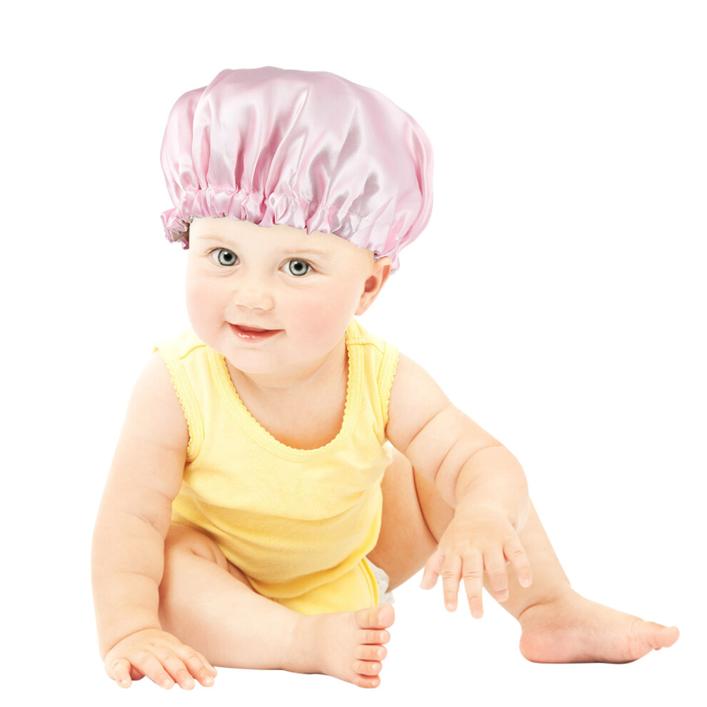 2Pcs Satin Adjustable Sleeping Cap For Toddlers Reversible Design Pink Totority