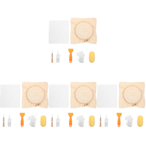 4Sets Multi Color DIY Punch Needle Coaster Kit Handcraft Material 1