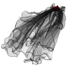 2Pcs Black Lace Bride Veil Costume Gothic Witch Party Veil Headband