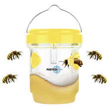 2 Pack Solar Wasp Trap with LED Light, Reusable Waterproof Hornet Catcher for Outdoor Garden