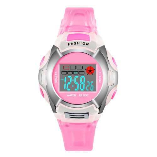 Children's Waterproof Electronic Sports Watch With Luminous Feature Pink