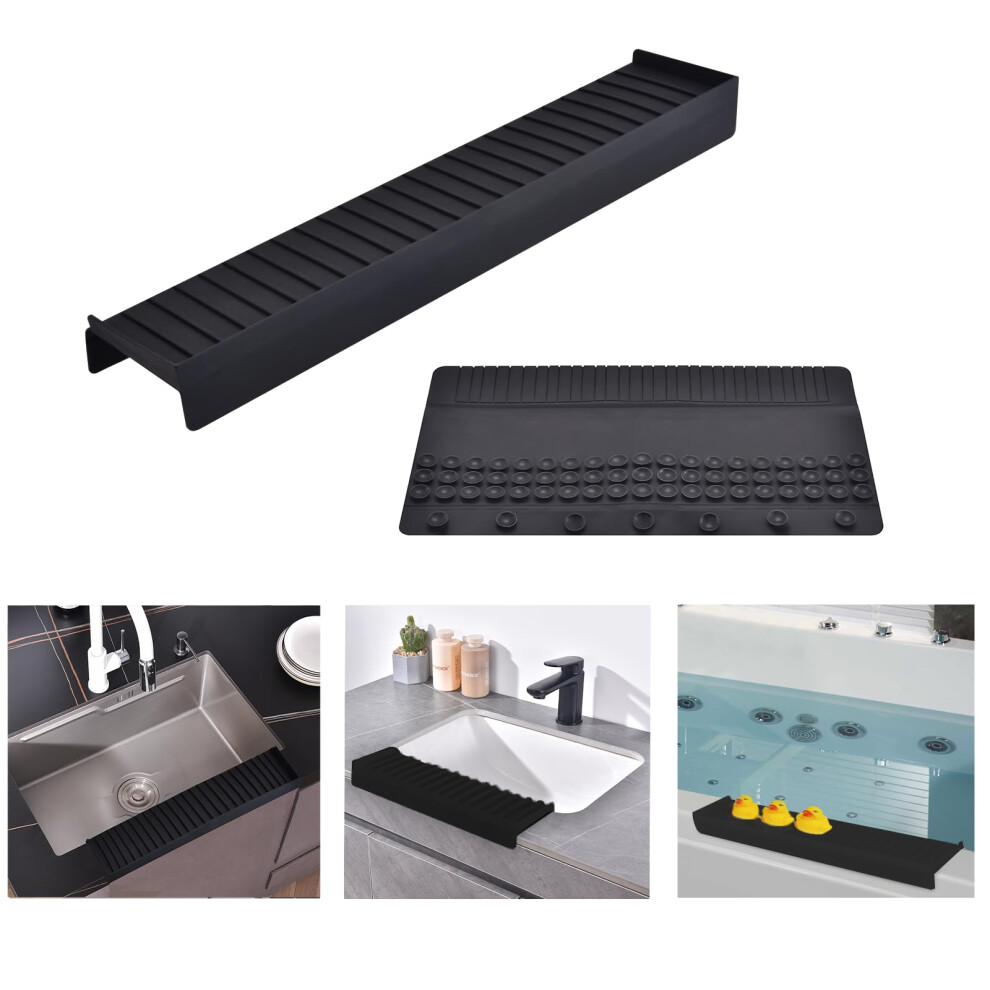 Silicone Sink Splash Guard 14In Foldable Edge Protector With Suction Cup For Kitchen Countertop 9070919820281