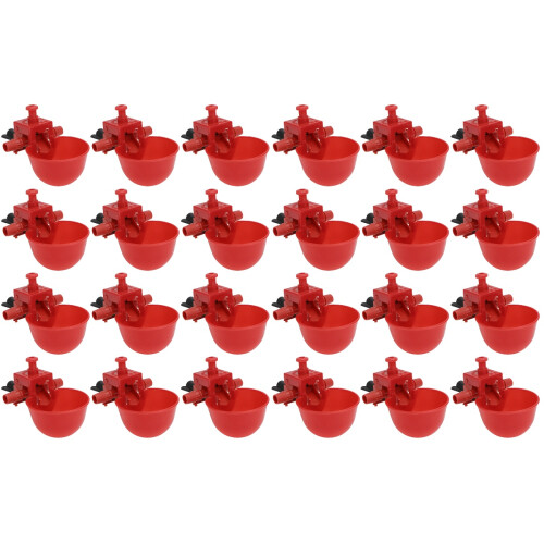 24Pcs Poultry Water Drinking Cups ABS Red Automatic Chicken Drinker 1